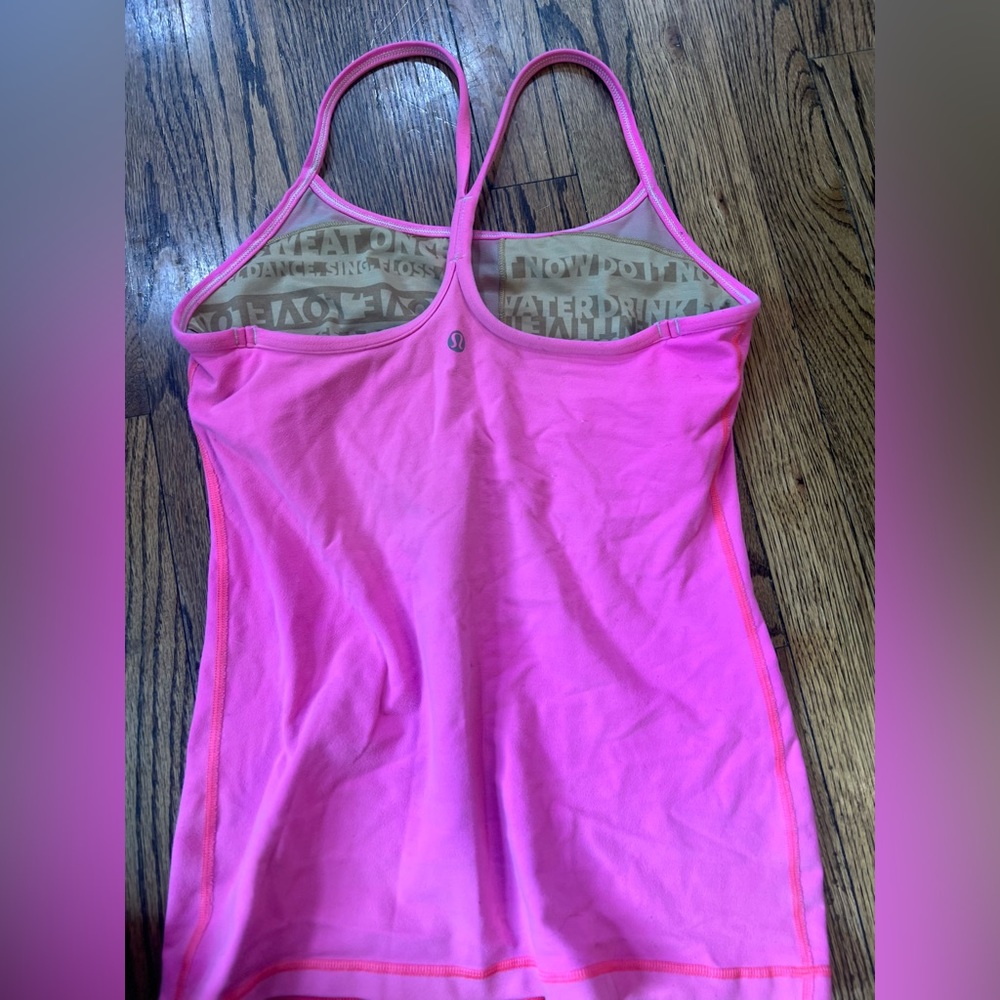 Hot Pink Lululemon top with built in sports bra